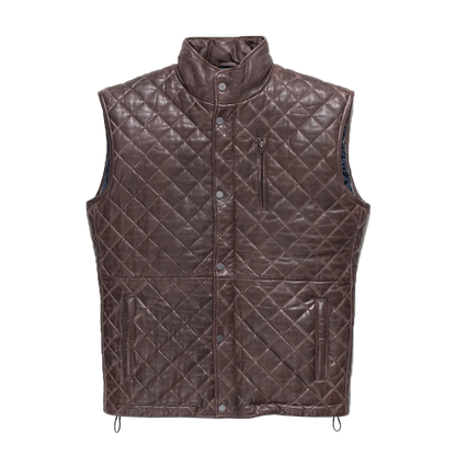 Diamond Quilted Brown Leather Vest