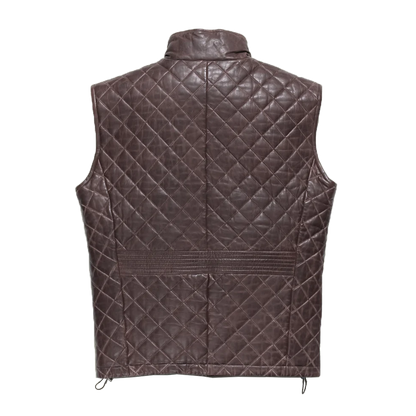 Diamond Quilted Brown Leather Vest