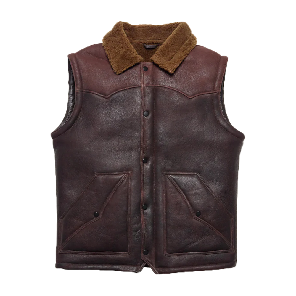 Two-Tone Shearling Leather Vest