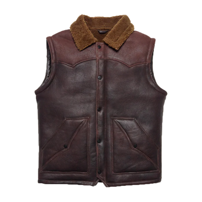 Two-Tone Shearling Leather Vest