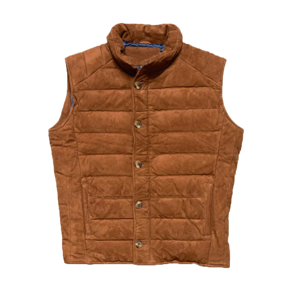 Brown Suede Quilted Leather Vest