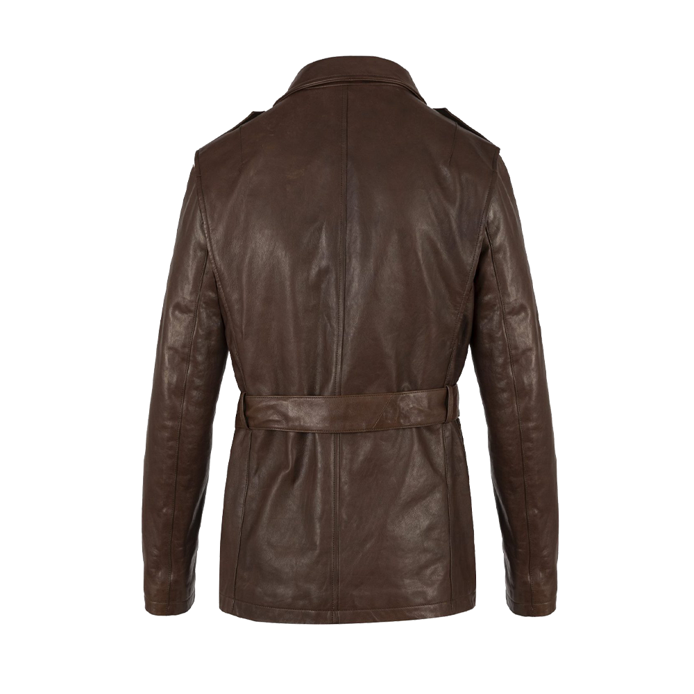 Traditional Leather Belted Hunter Safari Jacket
