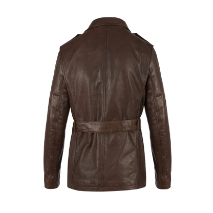 Traditional Leather Belted Hunter Safari Jacket