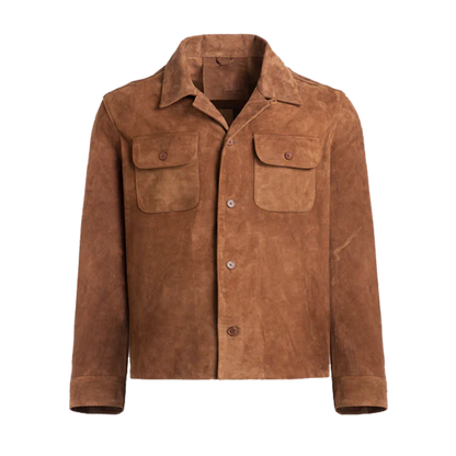 Premium Matte Tan Suede Field Button Front Shacket