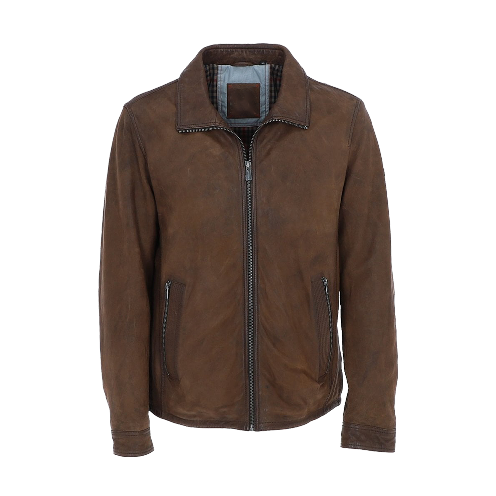 Regular Fit Earthy Brown Leather Shirt Jacket