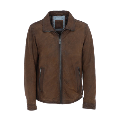 Regular Fit Earthy Brown Leather Shirt Jacket