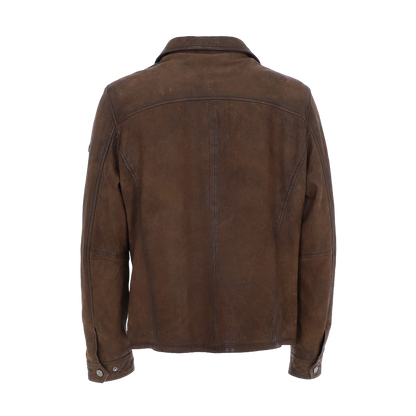 Regular Fit Earthy Brown Leather Shirt Jacket