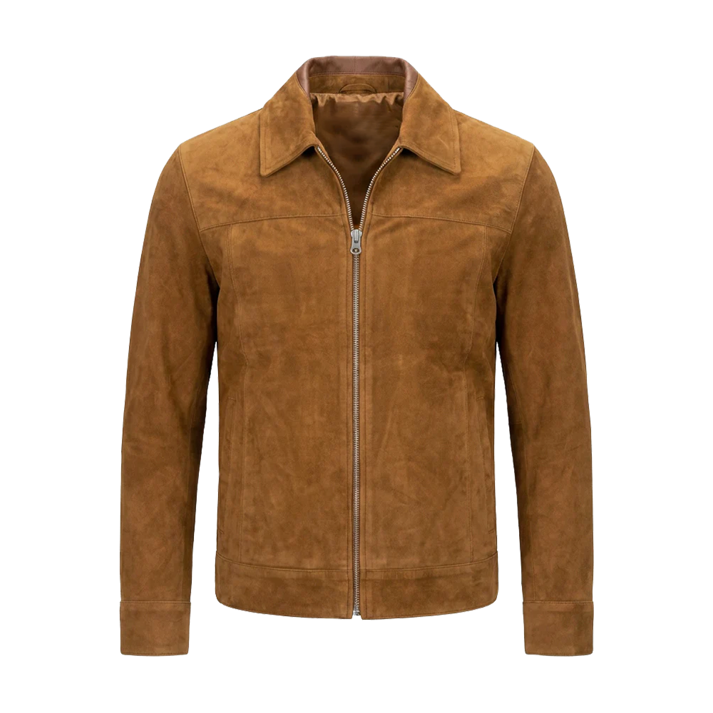 Regular Fit Golden Tan Suede Casual Outerwear