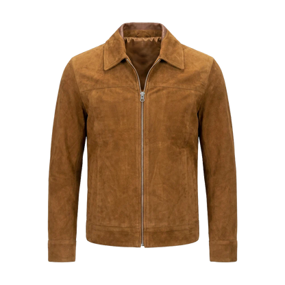 Regular Fit Golden Tan Suede Casual Outerwear