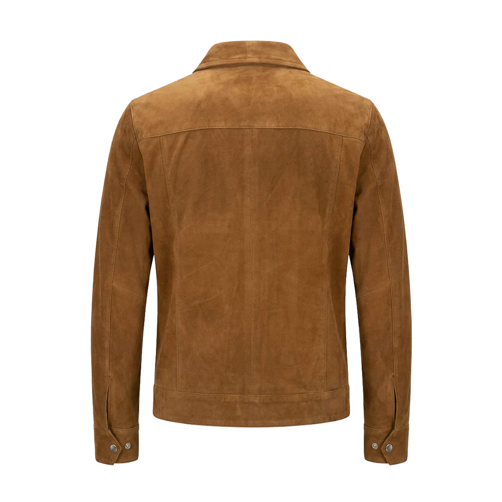 Regular Fit Golden Tan Suede Casual Outerwear