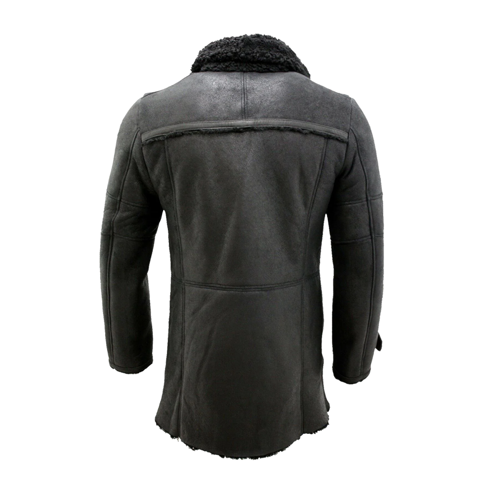 Double-Breasted Sheepskin Reefer Coat