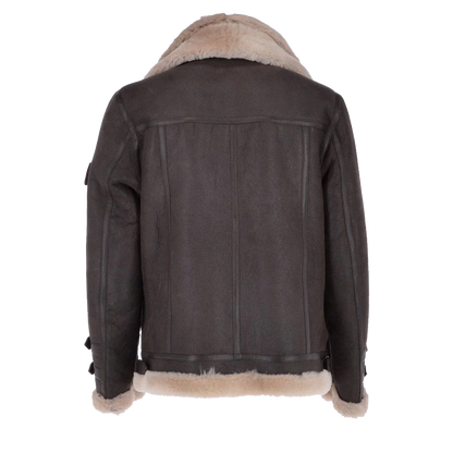 Frontier Dark Brown Double Buckle Shearling Jacket