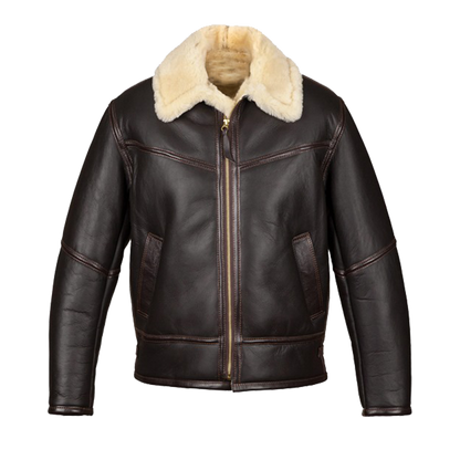 Espresso Leather Regular Fit Shearling Lined Jacket