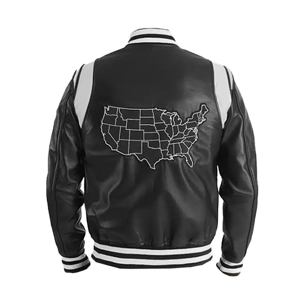Varsity Legend Contrast Sleeve Leather Statement Jacket