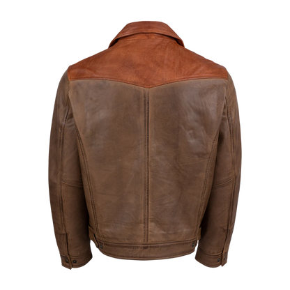 Two-Tone Western Style Leather Jacket