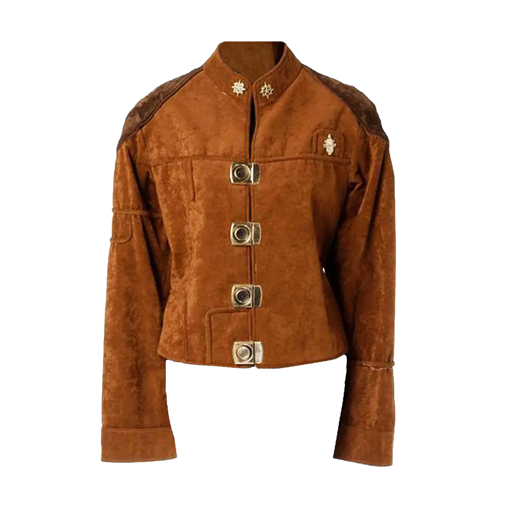 Unisex Rust Suede Clasp Front Commander Jacket