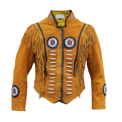 Beaded and Fringed Western Suede Jacket